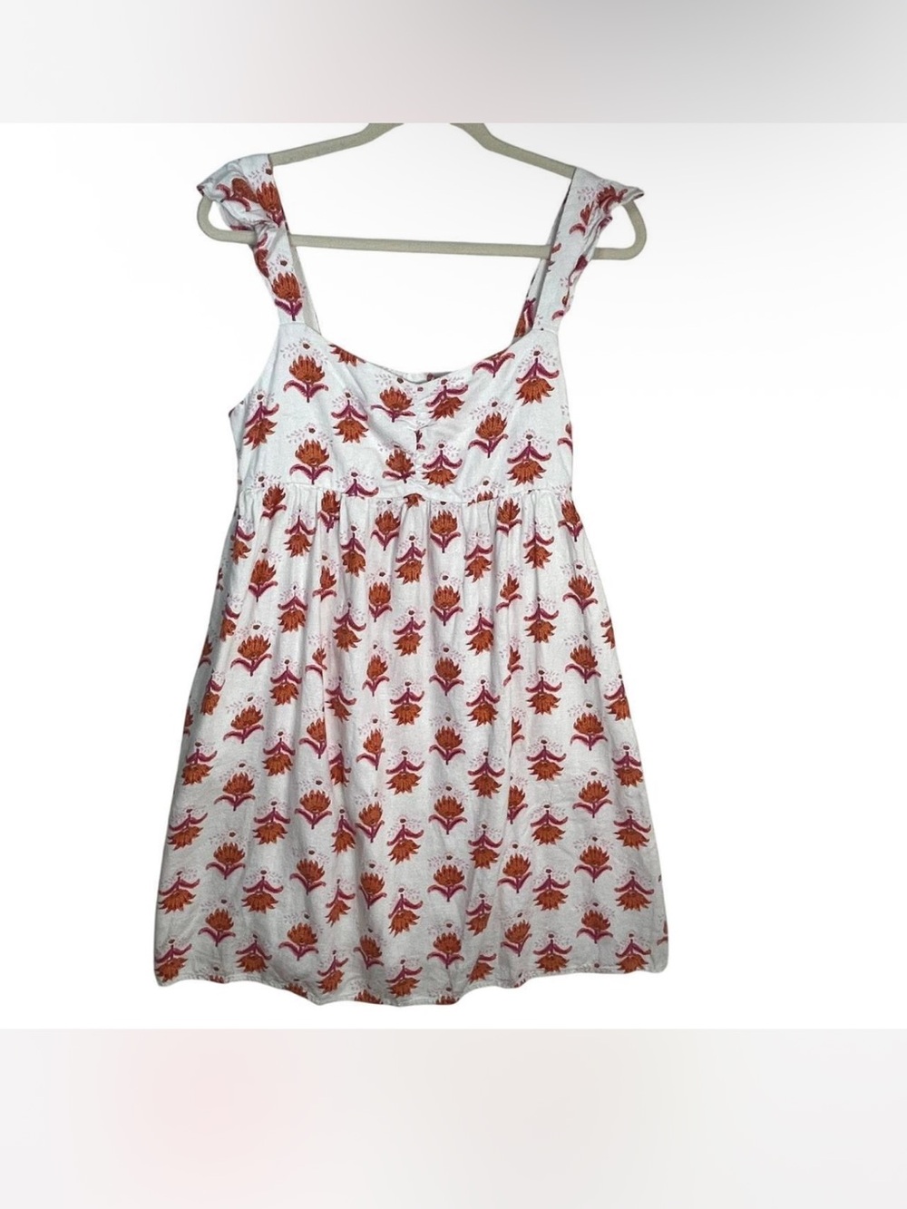J. Crew White Sundress with Pink and Orange Floral Motif